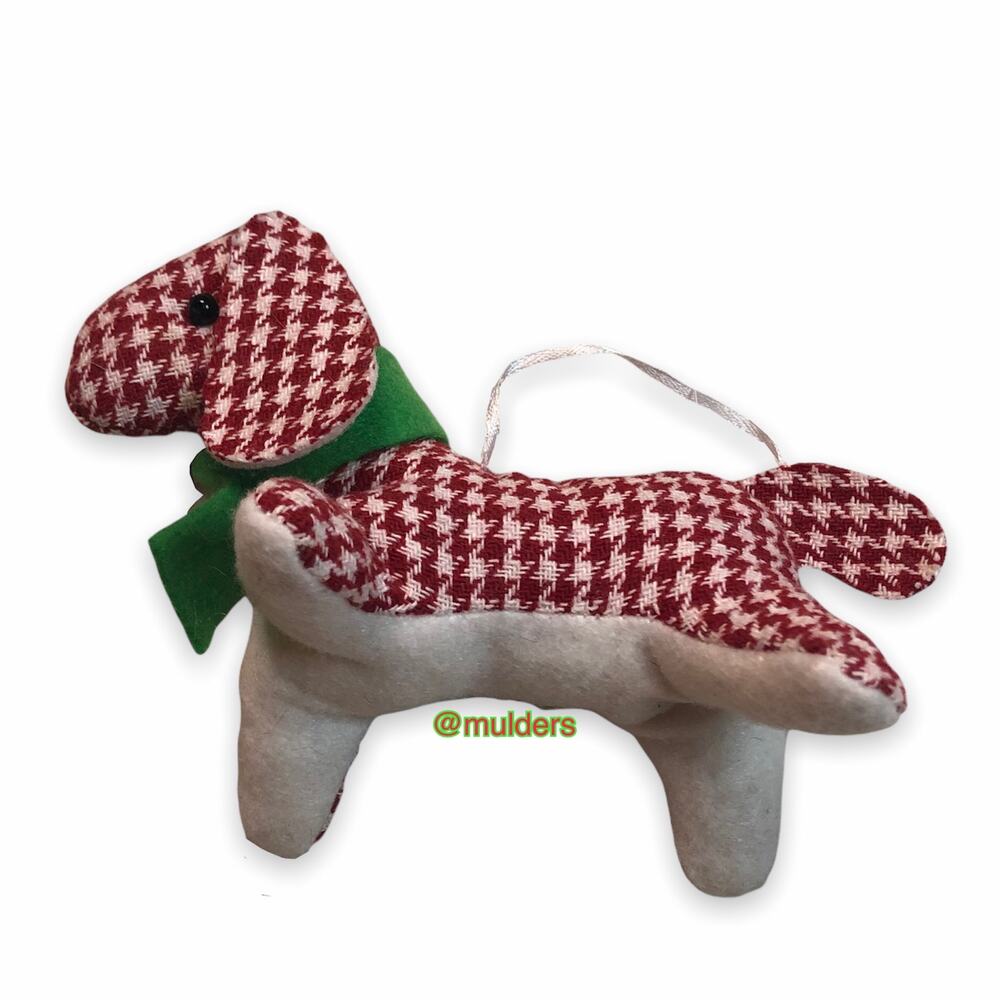Houndstooth Christmas Fabric Dog Puppy Ornament